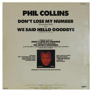 Phil collins - don't lose my number | 12'' maxi single vinilo usado