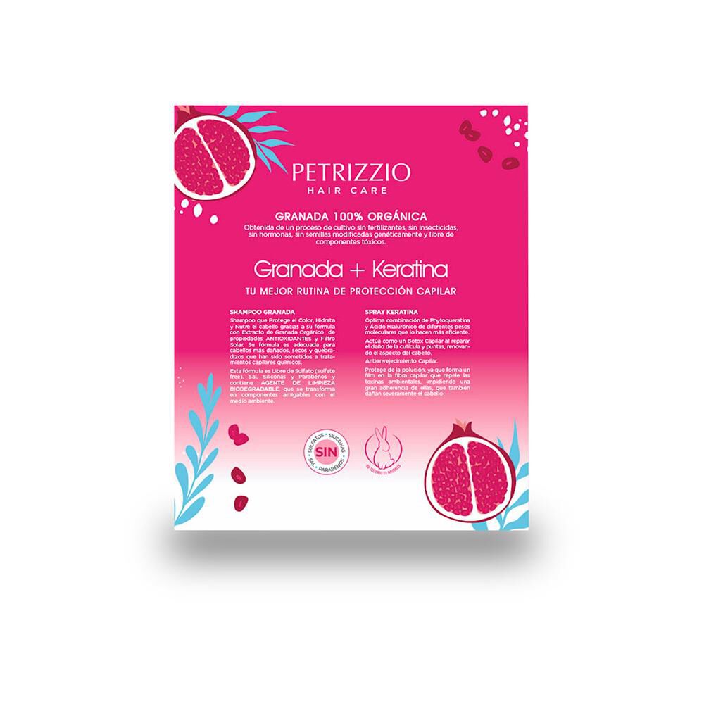 Set Shampoo Granada 220 Ml + Spray Keratina 100 Ml Petrizzio