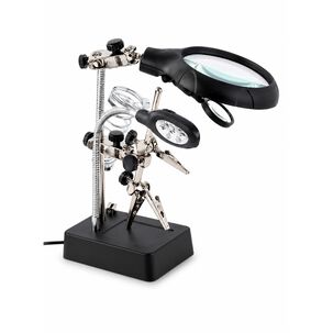 Lupa Brazo Escritorio Soporte Pinza Luz Led Tercera Mano