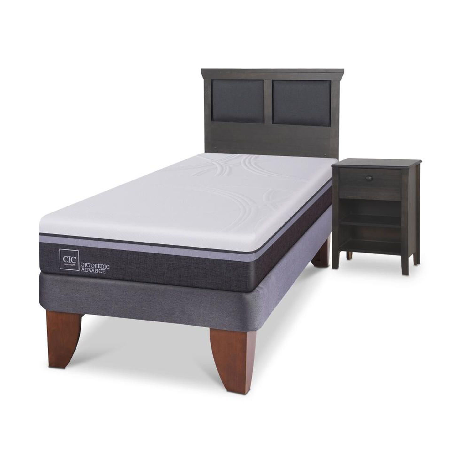 Cama Europea Cic Ortopedic Advance / 1.5 Plazas / Base Normal + Set De Maderas image number 1.0