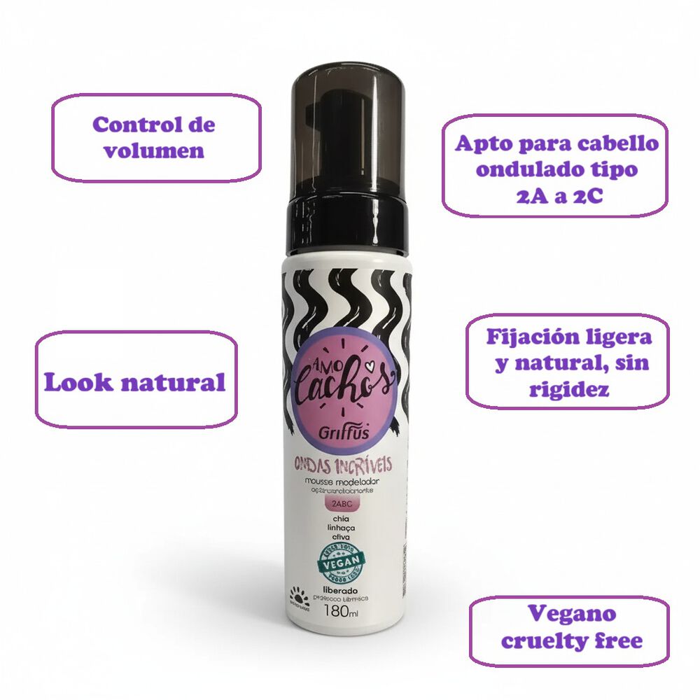 Mousse Modelador De Ondas Increibles 180ml Griffus image number 1.0