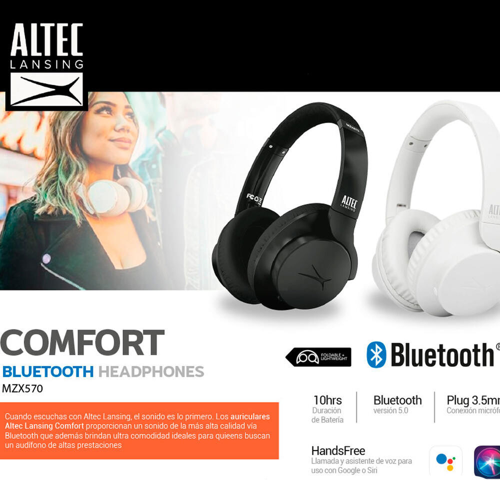 Audifonos Altec Lansing Comfort Mzx570 Bluetooth Blanco image number 3.0