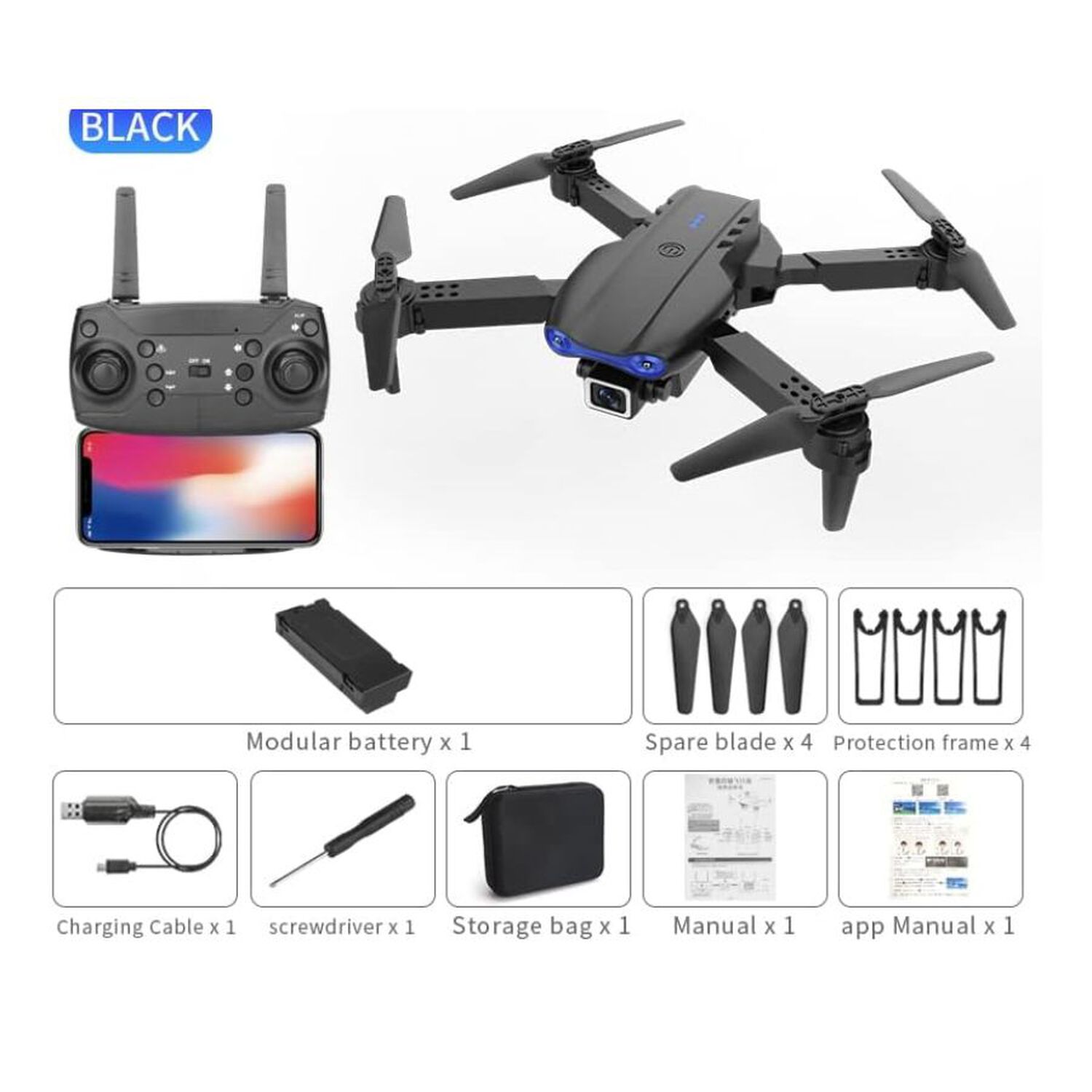 Dron Con C&aacute;mara Para Principiantes Y Adultos Negro image number 1.0