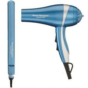 Kit Babylisspro Plancha Ultradelgada Y Secador Ionic Celeste 2un