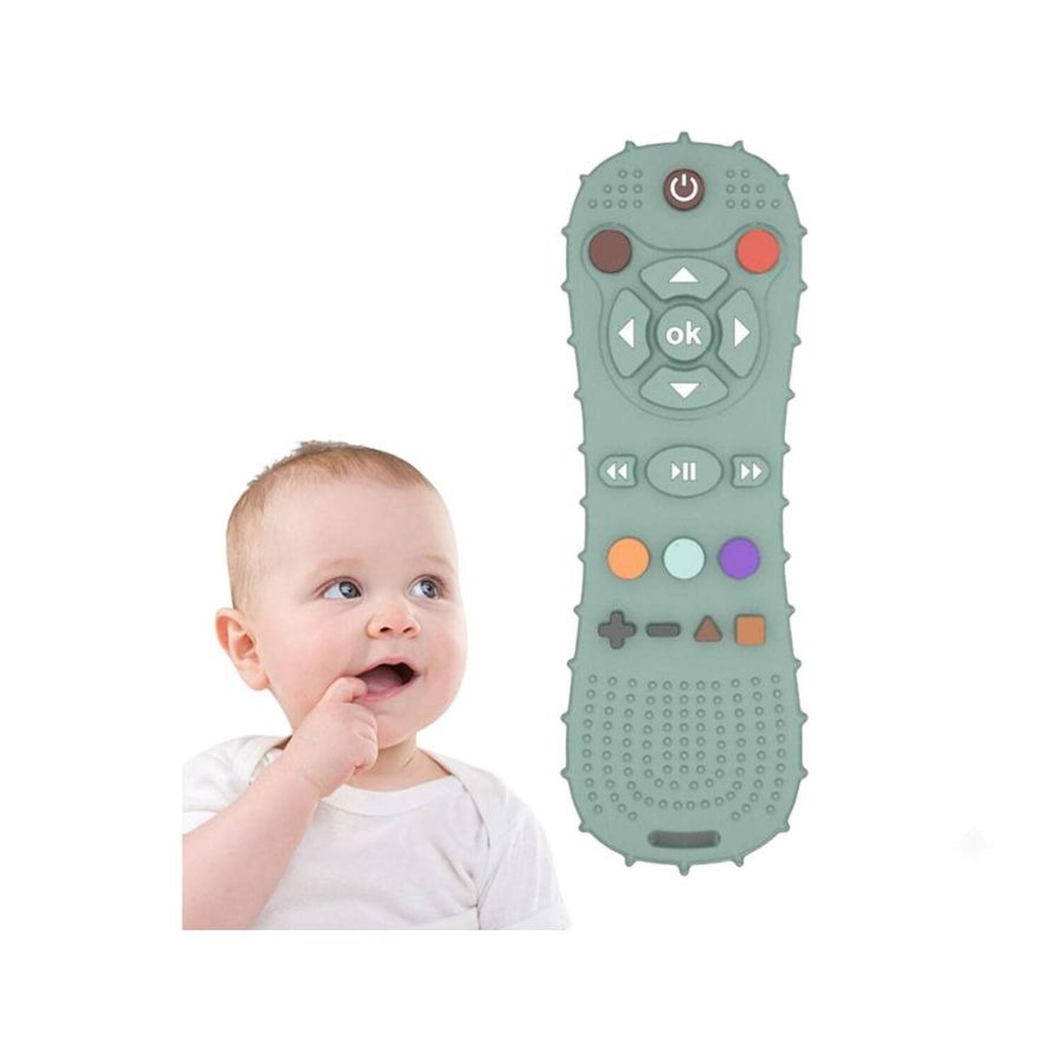 Mordedor Beb&eacute; Control Remoto Silicona Alivia Dolor Enc&iacute;as Verde image number 4.0