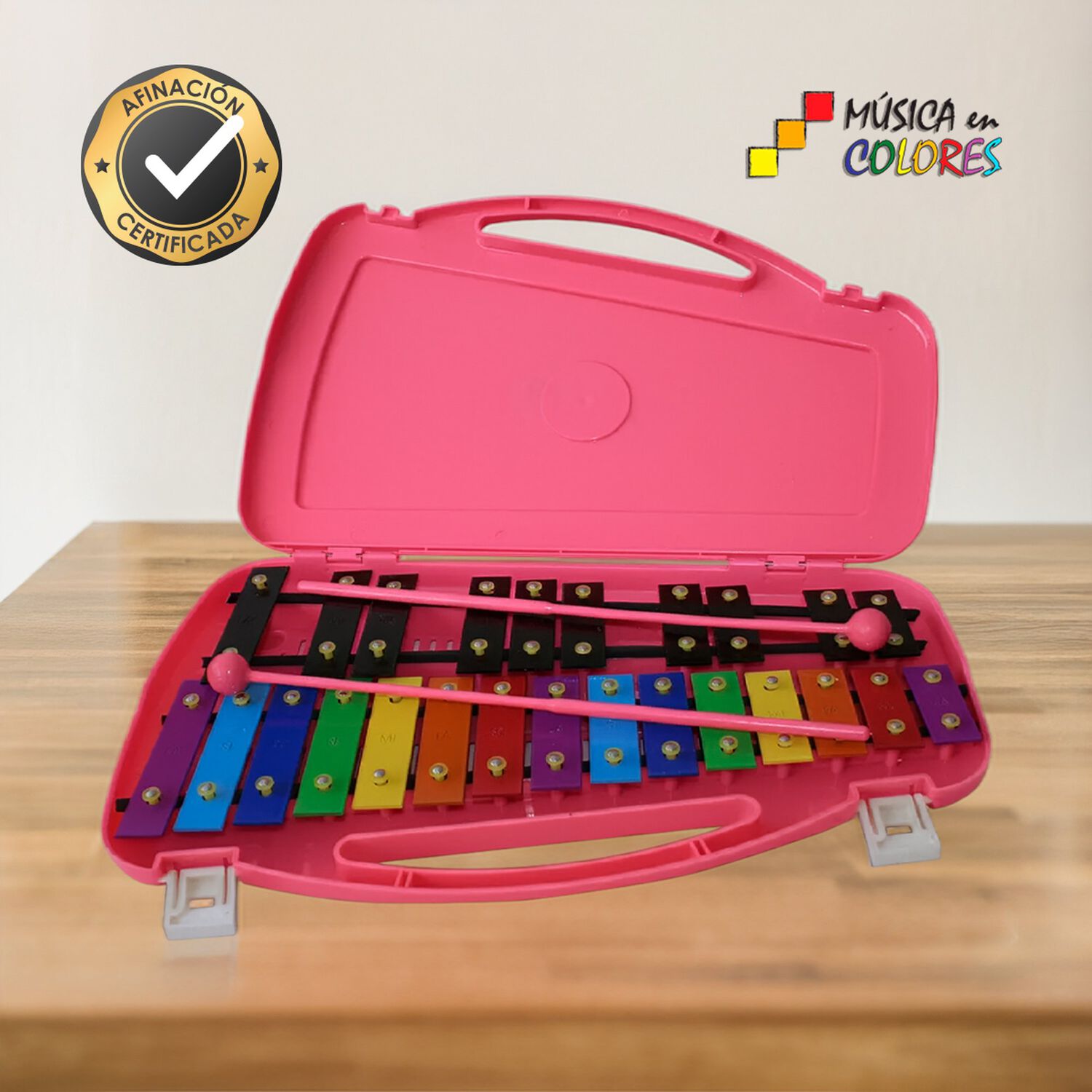 Metal&oacute;fono Crom&aacute;tico De 25 Tonos Rosado + Baqueta Adicional image number 2.0