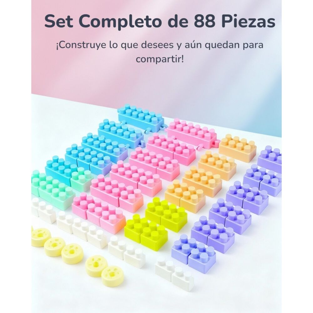 Juguete Bloques Construccion 88 Piezas Color Pastel image number 4.0
