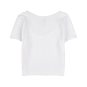 Polera Crop Básica Rib Manga Corta Cuello Redondo Mujer Freedom