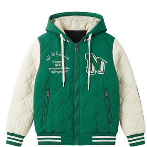 Chaqueta Varsity Bomber Acolchada Capucha Urbana Desmontable