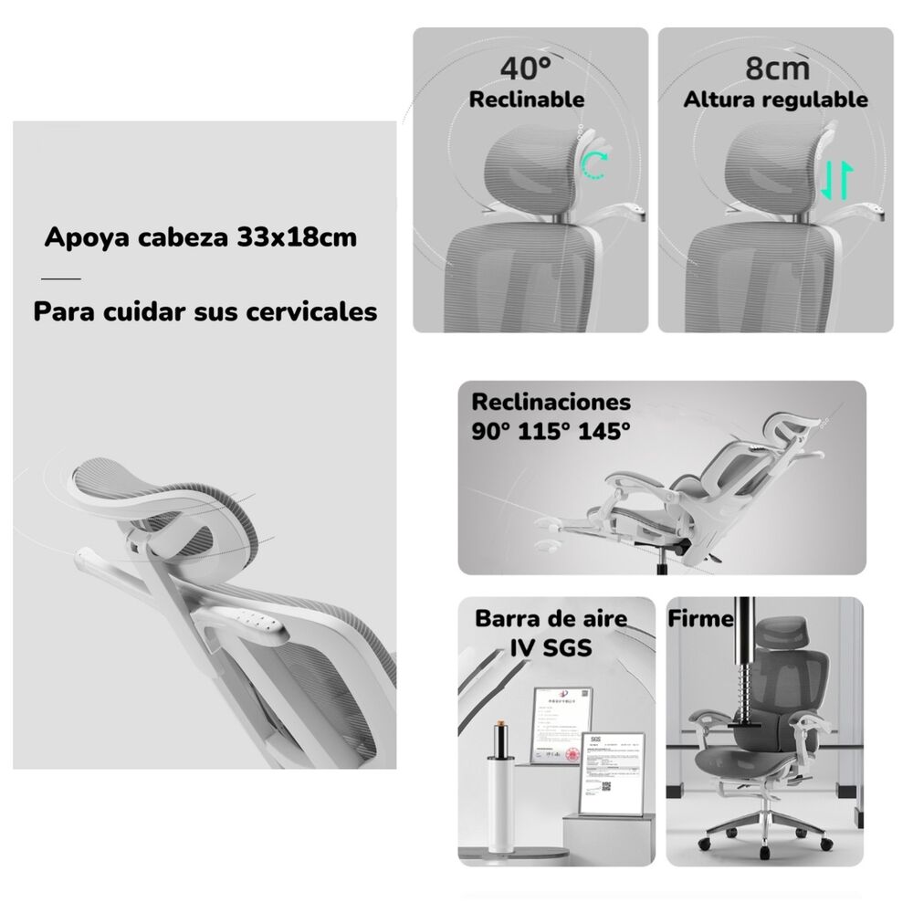 Silla De Escritorio Reclinable Reposapies E06negra Lubabycas image number 7.0