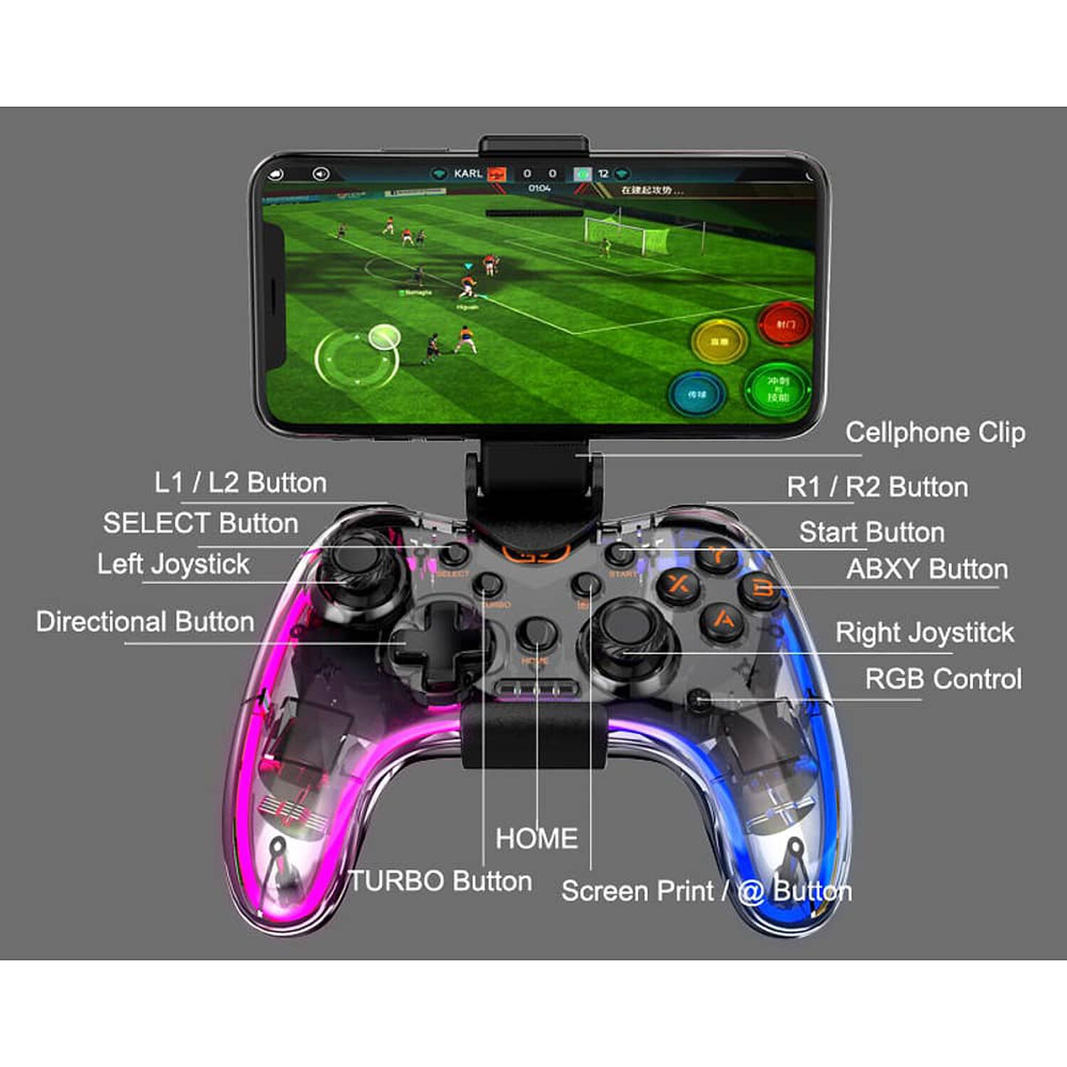 Gamepad Inal&aacute;mbrico Bluetooth Multiplataformas Deluxe Rgb image number 5.0