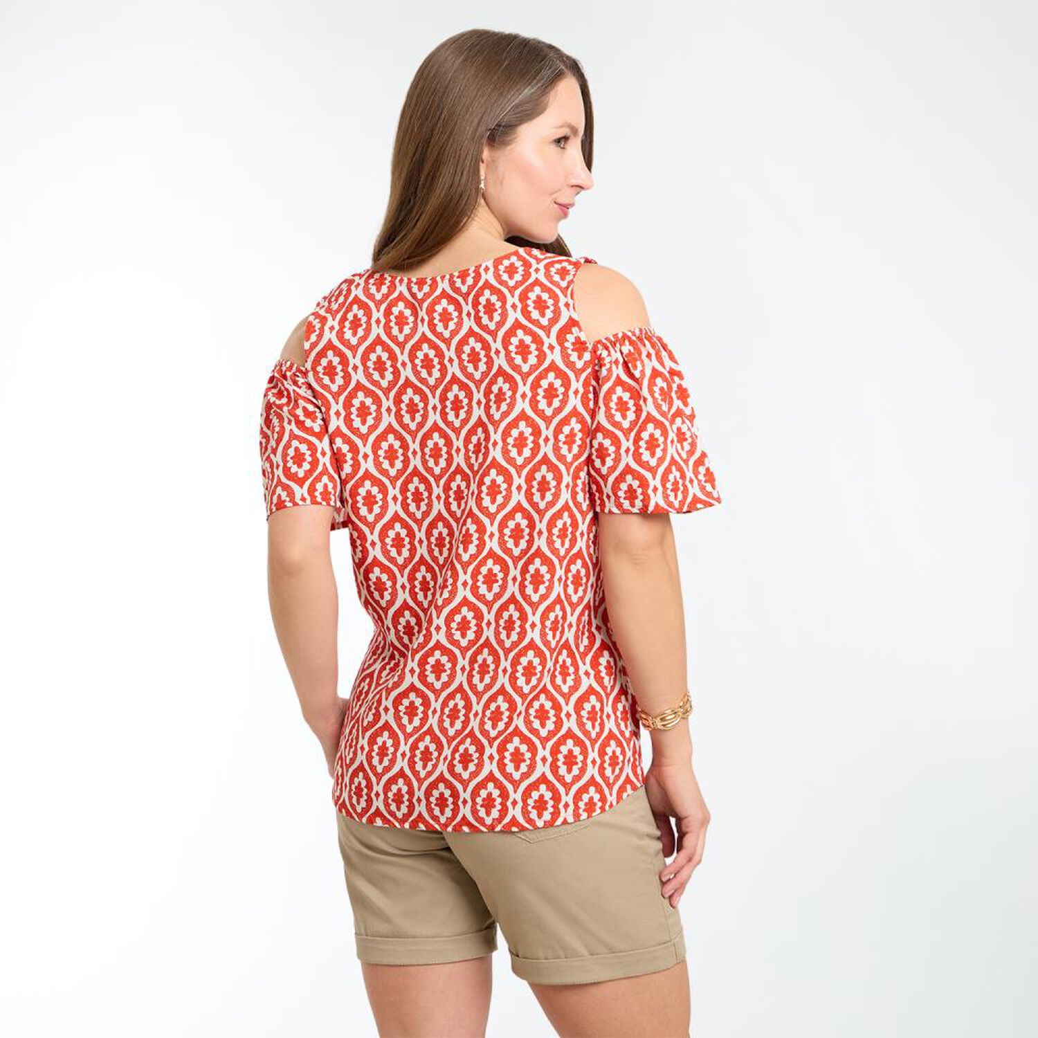 Blusa Manga Corta Con Hombos Descubiertos Cuello V Mujer Geeps image number 3.0