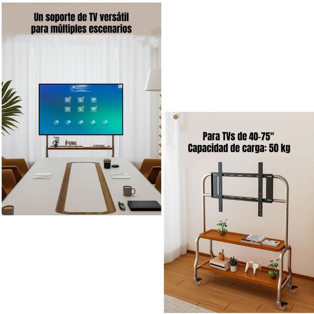 Soporte Tv Rack Pedestal 40-75 Ruedas Doble Almacenamiento image number 5.0