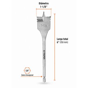 Broca Plana Para Madera 1-1/8 Pulg Truper Alta Precisi&oacute;n