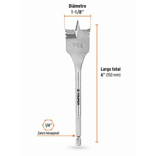 Broca Plana Para Madera 1-1/8 Pulg Truper Alta Precisi&oacute;n