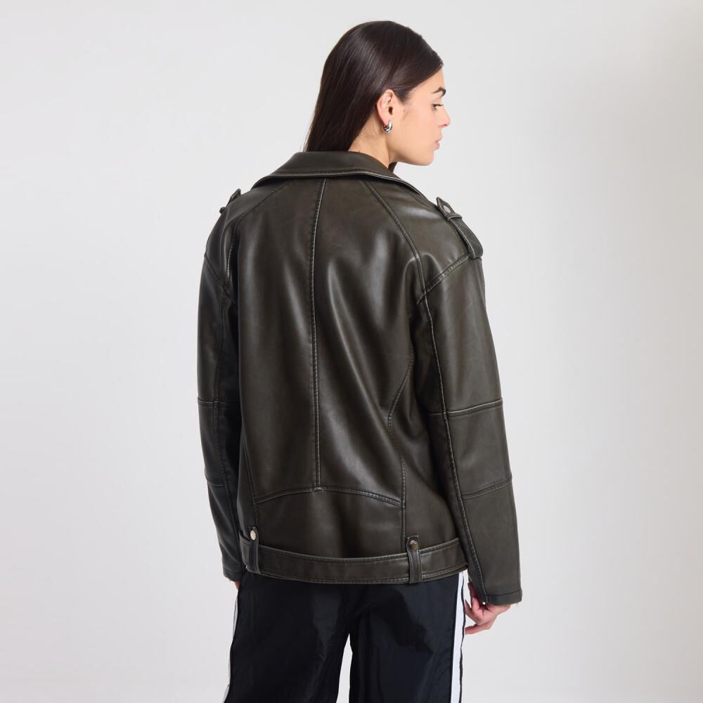 Chaqueta Ecocuero Cierre Cruzado Cuello Solapa Mujer Rolly Go image number 3.0