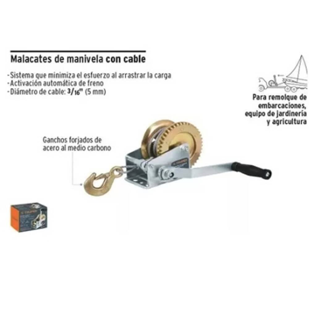 Malacate Con Manivela 650 Kg Con Cable Truper Maw-54c image number 3.0