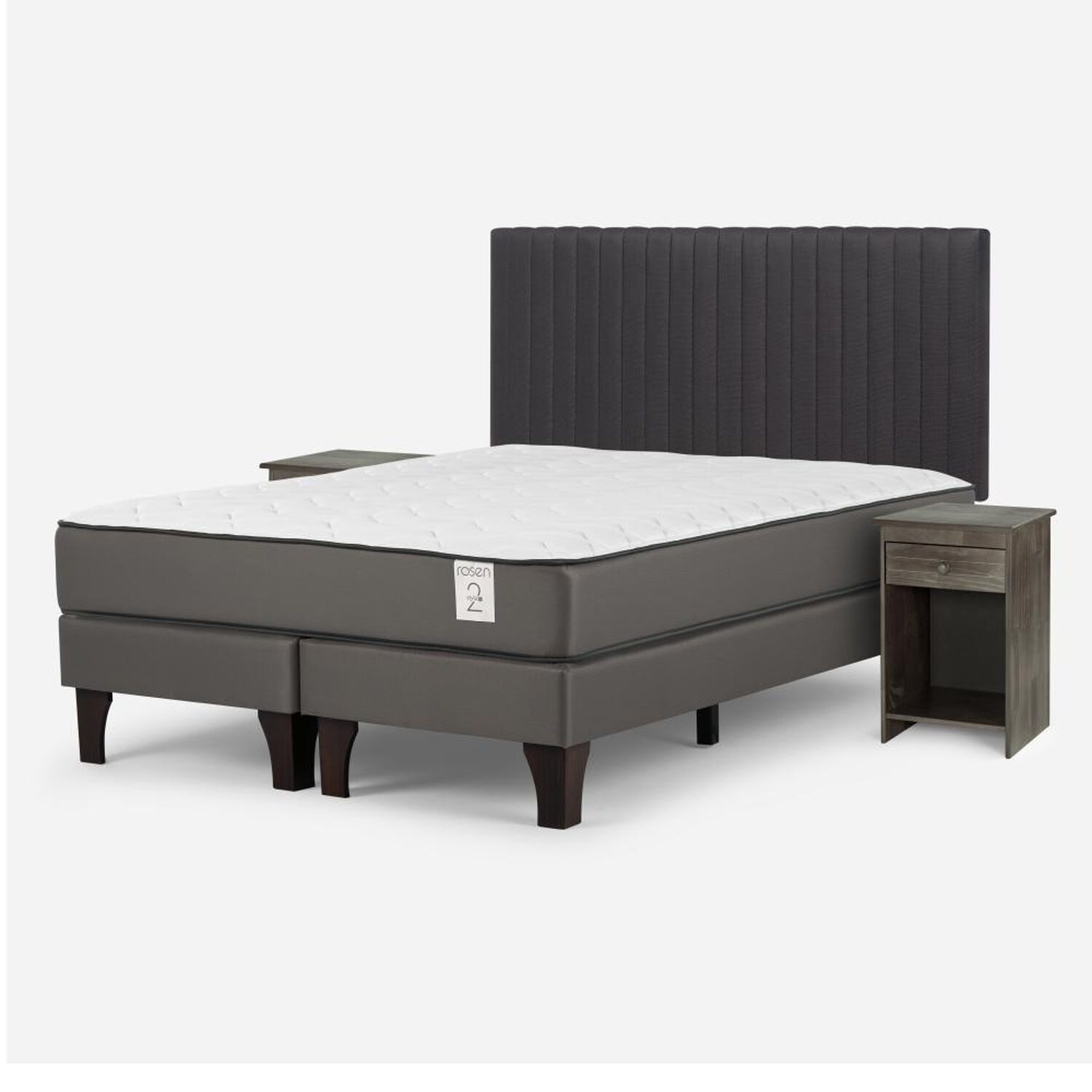 Cama Europea Rosen New Style 2 Plus / 2 Plazas / Base Dividida + Set De Maderas image number 1.0