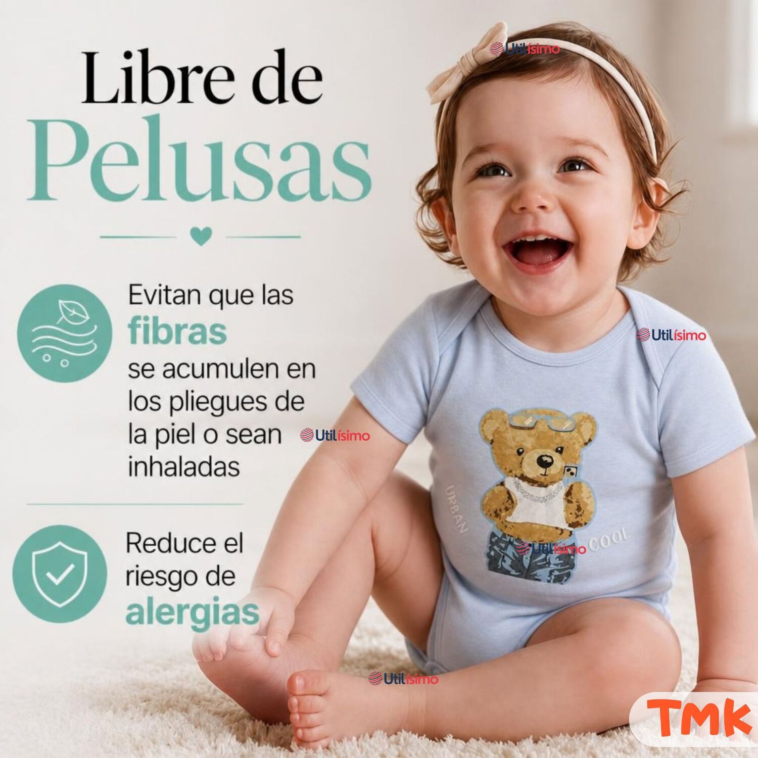 Pack 5 Bodys Manga Corta 100% Algod&oacute;n Tedmimak Ni&ntilde;a Cuddly Bears image number 8.0