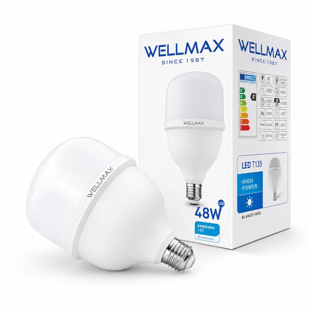 Ampolleta Led Hammer 48w Luz Fria E27 Con Chip Led Samsung image number 7.0