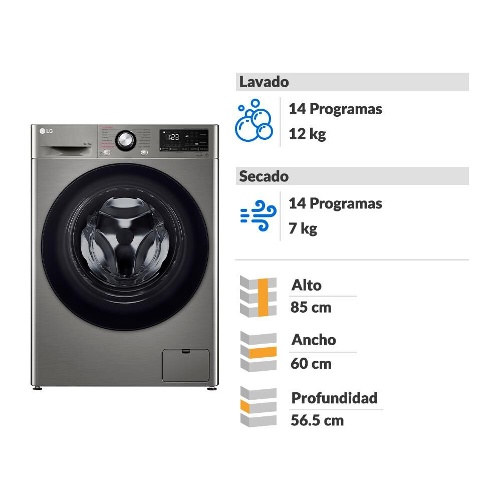 Lavadora Secadora LG WD12VVC5S6C / 12 Kg / 7 Kg image number 1.0