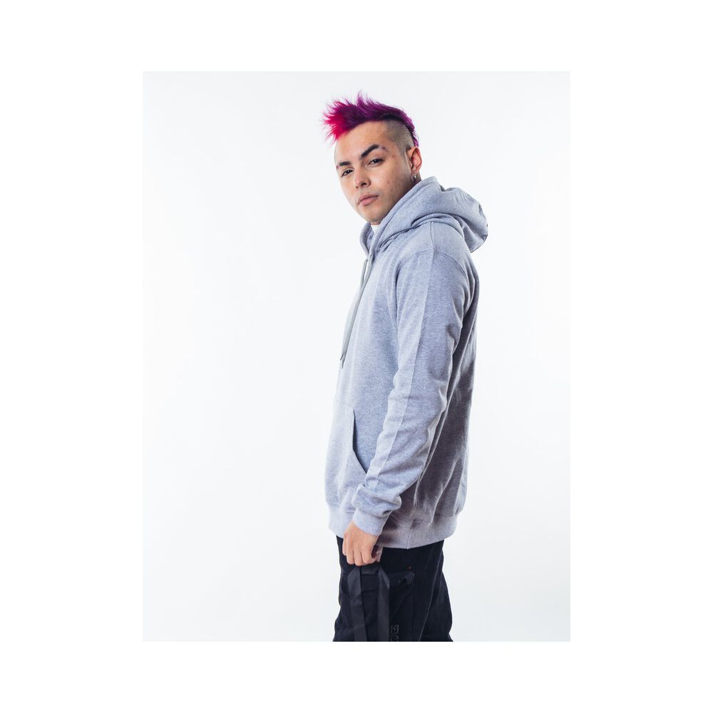 Poleron Gris Canguro Hombre Relaxed Fit Para Estampar image number 3.0
