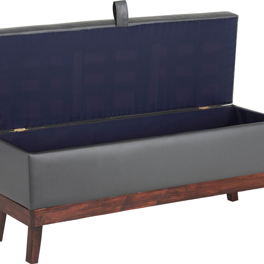 Banqueta Con Baúl Incy Gris Eco Cuero 120x40x50 Cm Máxima Design image number 2.0