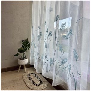 Set De 02 Visillos Bordados Con Argollas 140x230 Cm Mod06