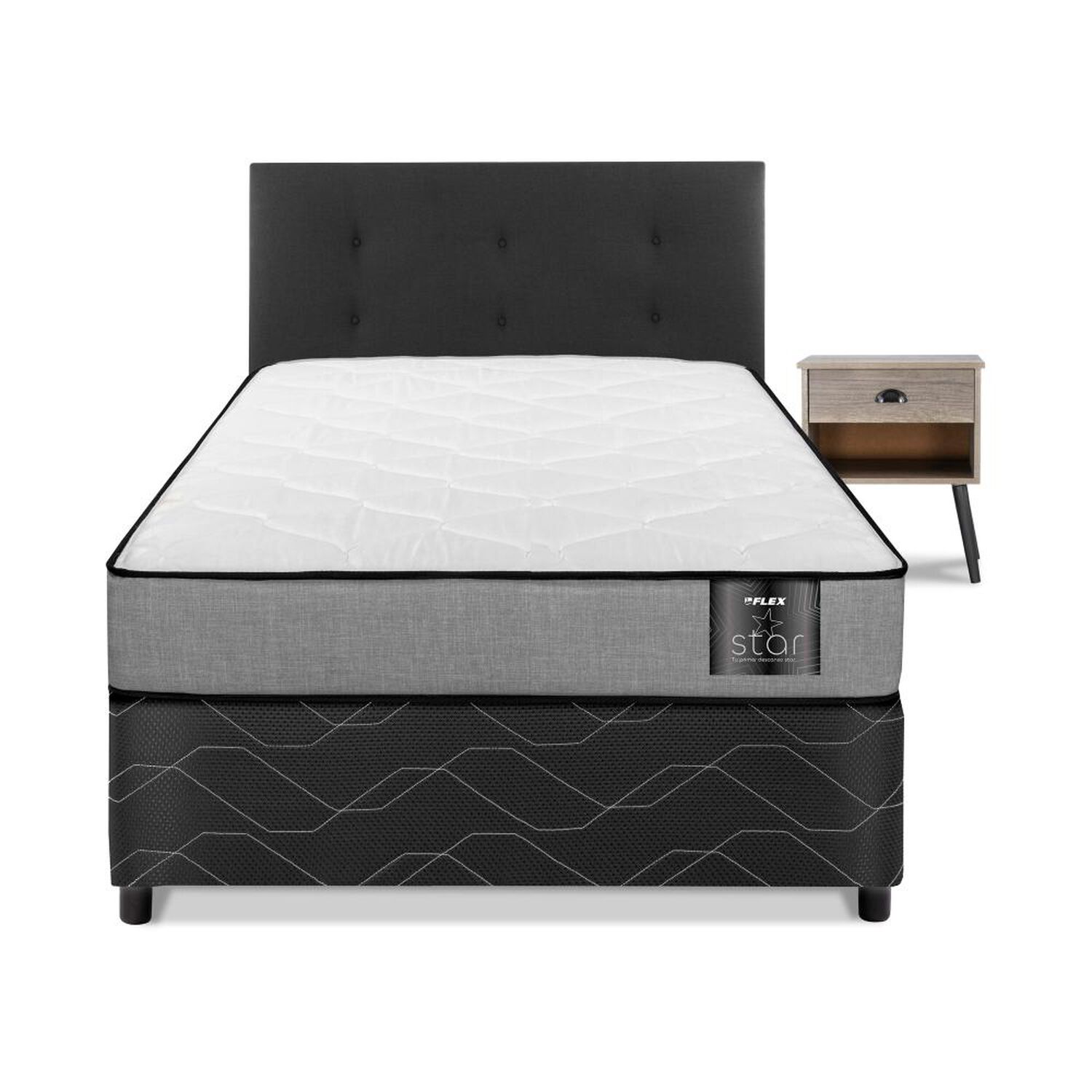 Cama Americana Flex Star / 1 Plaza / Base Normal + Set De Maderas image number 1.0