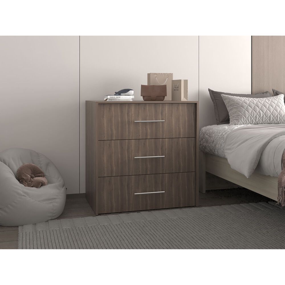 Comoda 3 Cajones 82,1x80x52,3 Cm Caf&eacute; Y Negro image number 4.0