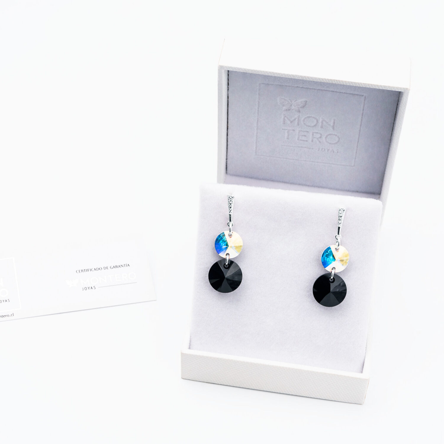 Aros Lourdes Cristales Genuinos Black Jet image number 2.0