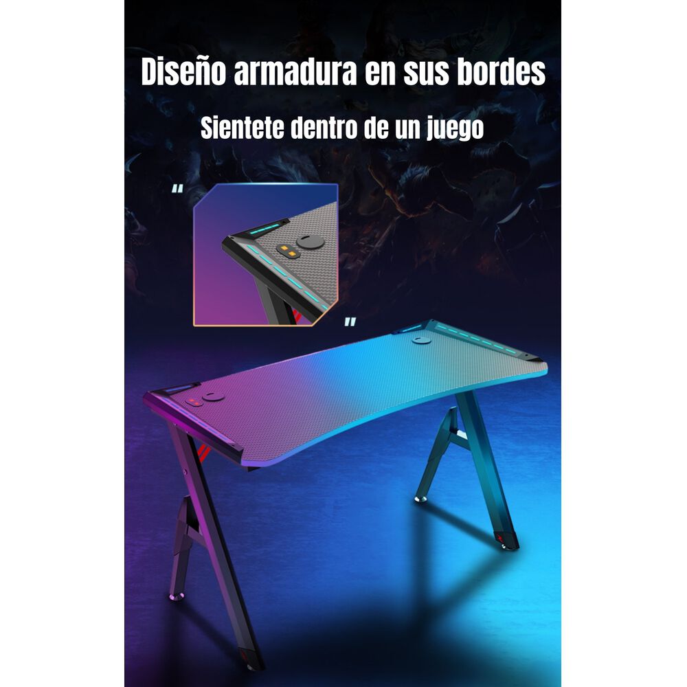Escritorio Gamer Con Luces 140x60x73cm Negro By Lubabycas image number 2.0