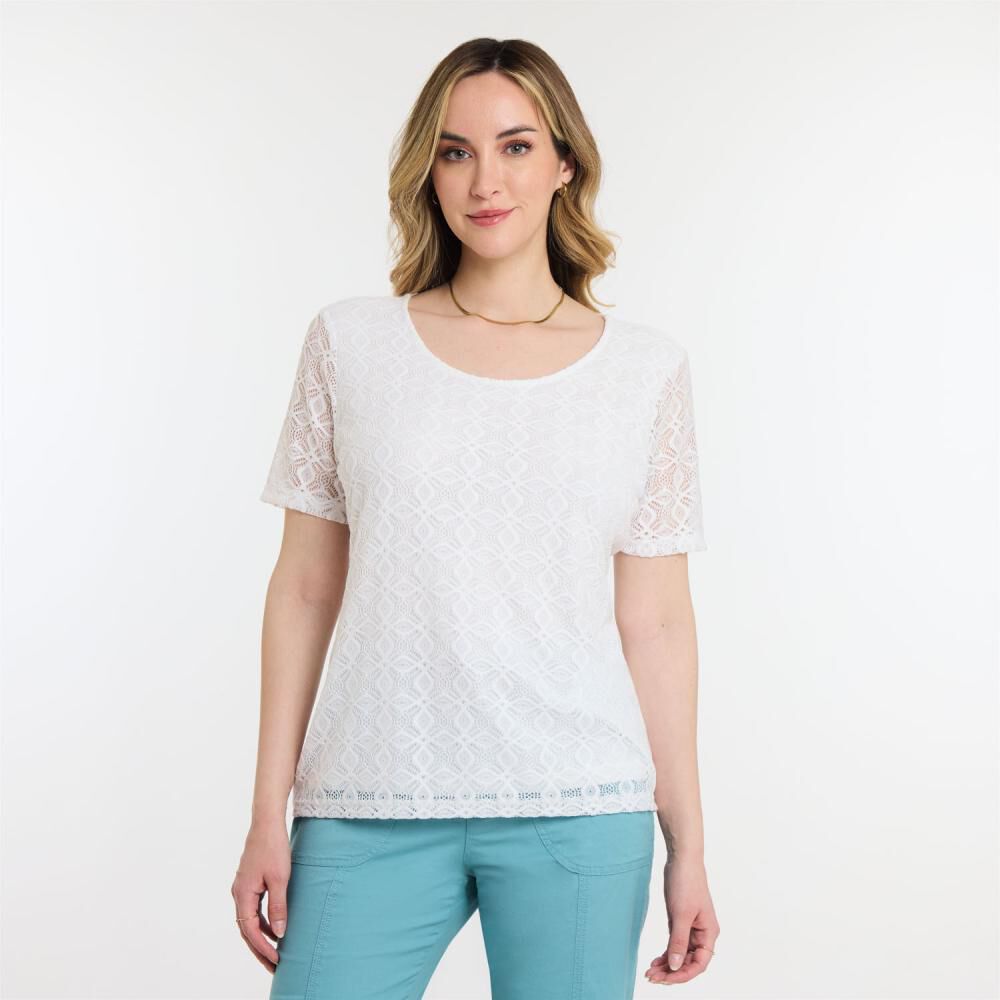 Polera Lace Delantero Manga Corta Cuello Redondo Mujer Geeps image number 0.0