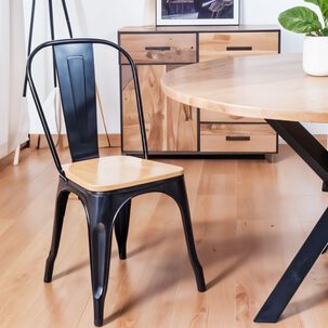 Pack 4 Sillas De Metal Tolix Asiento De Madera