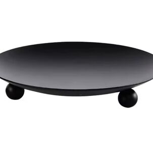 Portavela Redondo De Metal Negro 11 Cm