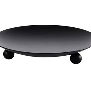 Portavela Redondo De Metal Negro 11 Cm