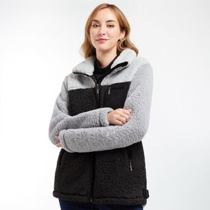 Chaqueta Bonded Sherpa Regular Cuello Alto Con Cierre Mujer Geeps