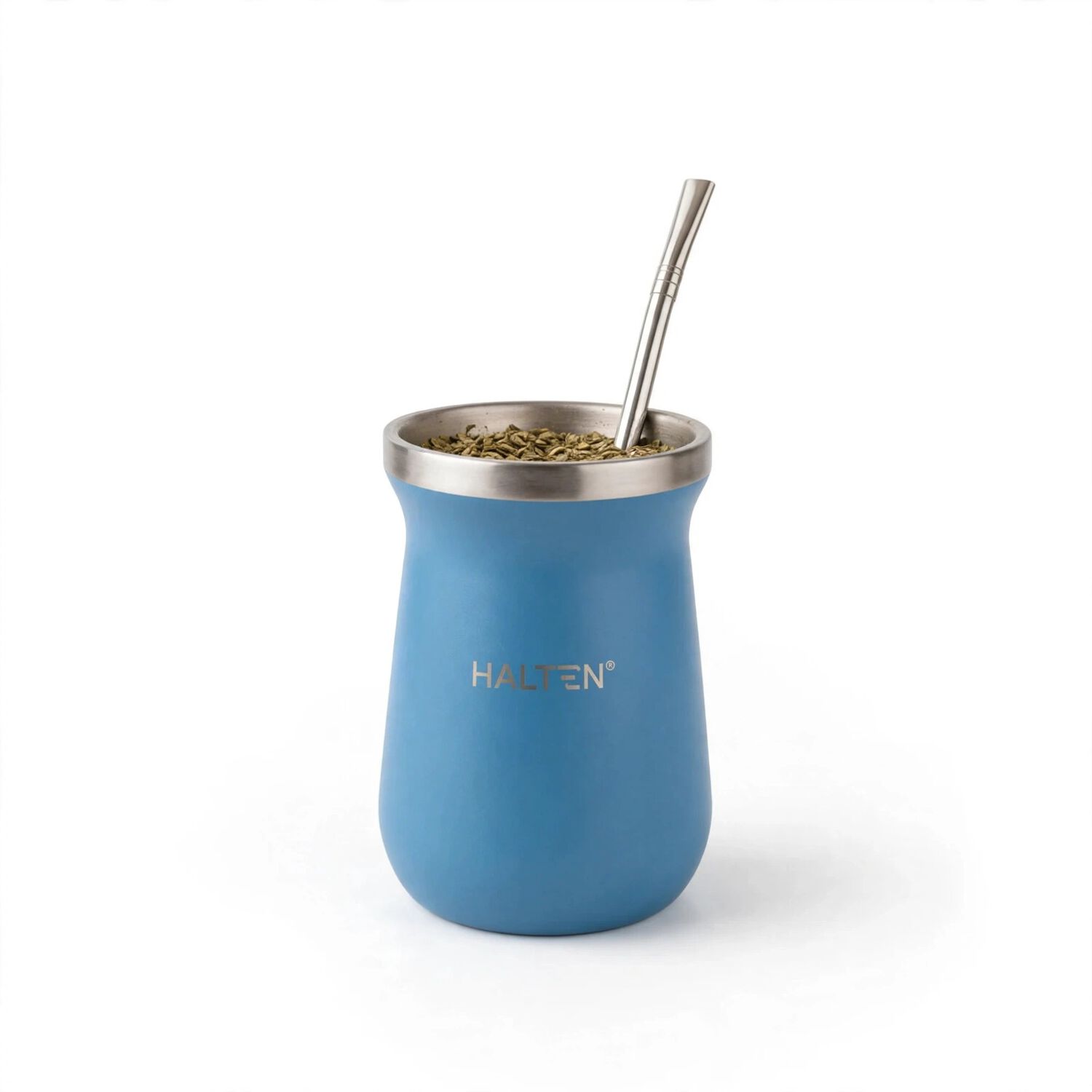 Mate T&eacute;rmico De Acero Inoxidable 300 Ml Con Bombilla Conserva Calor 1 Hora Y Fr&iacute;o 6 Horas Color Azul image number 3.0