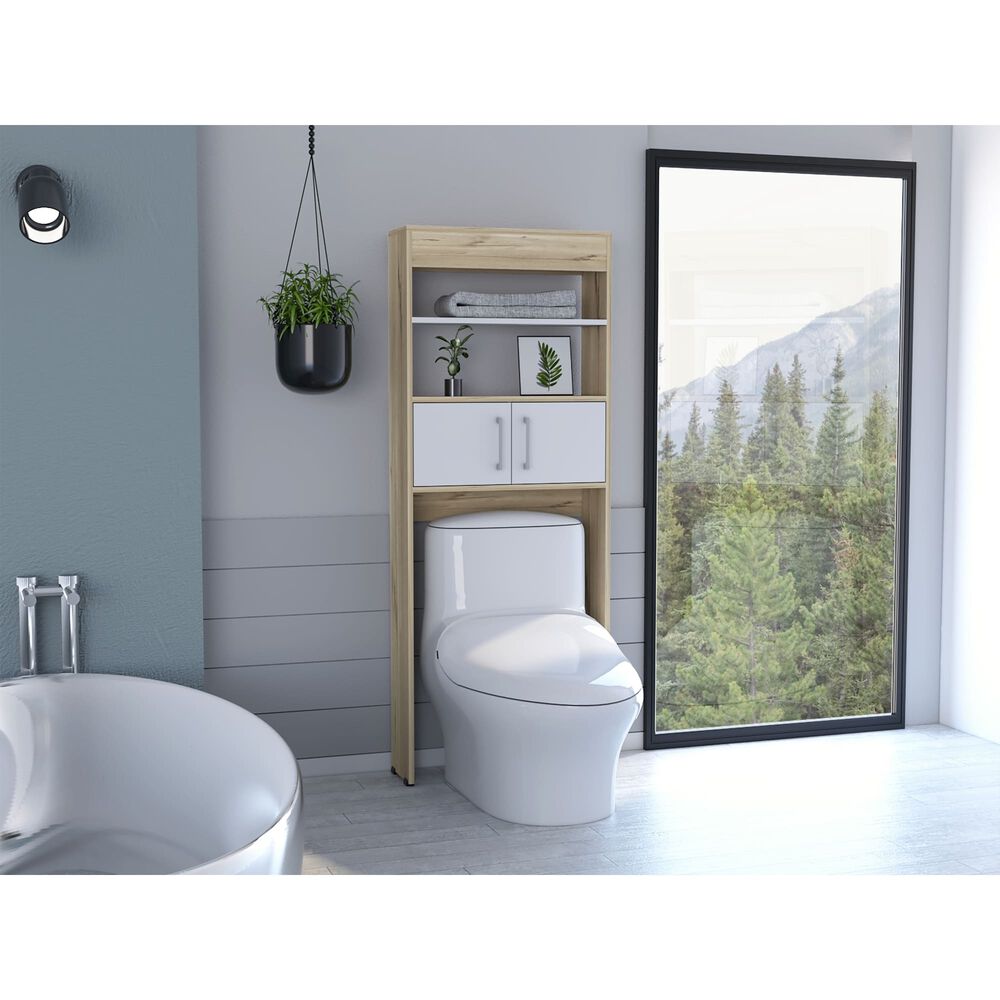 Estante Wc 2 Puertas 3 Repisa Fm-008c Café Claro Y Blanco image number 4.0
