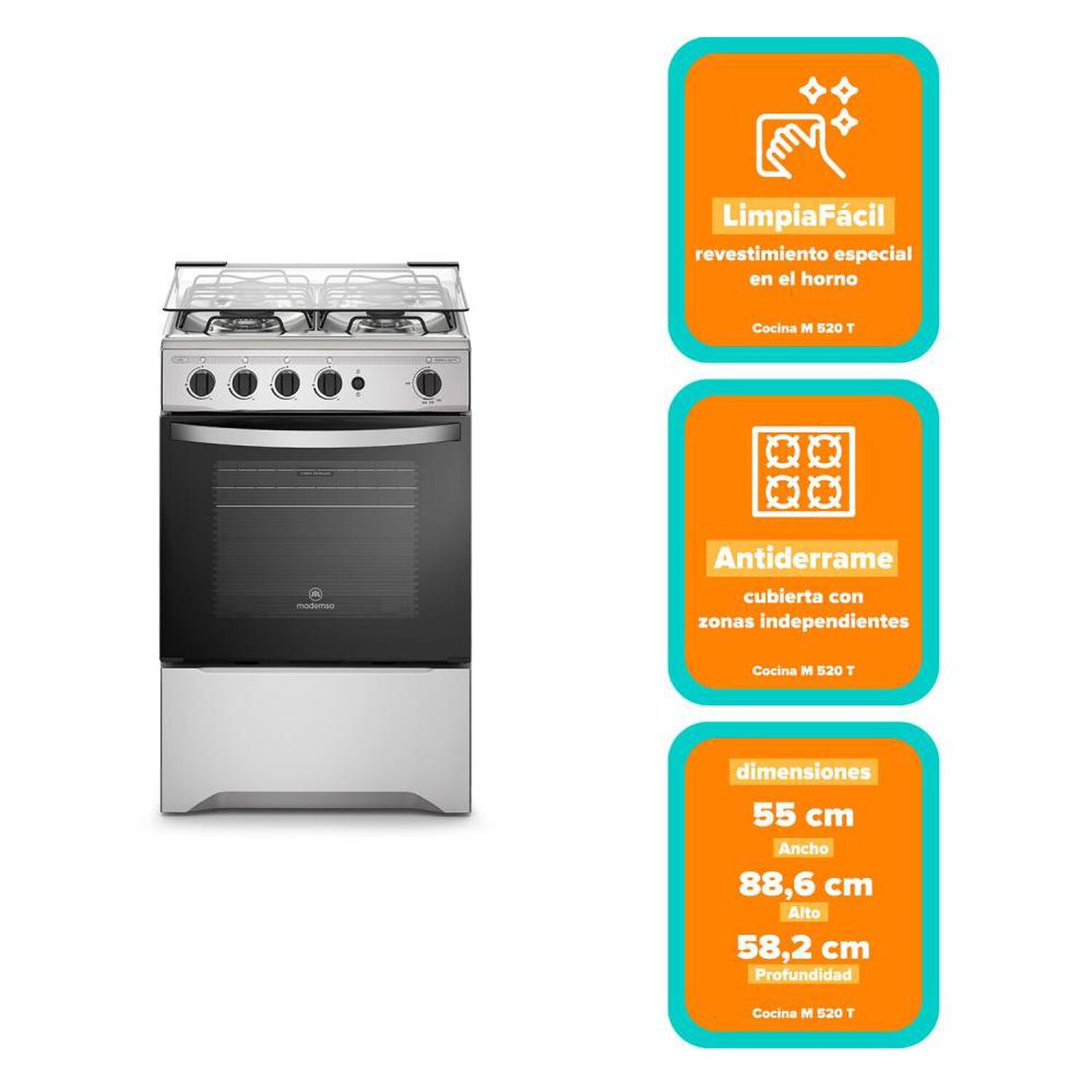 Cocina A Gas Mademsa M 520 T / 4 Quemadores image number 9.0