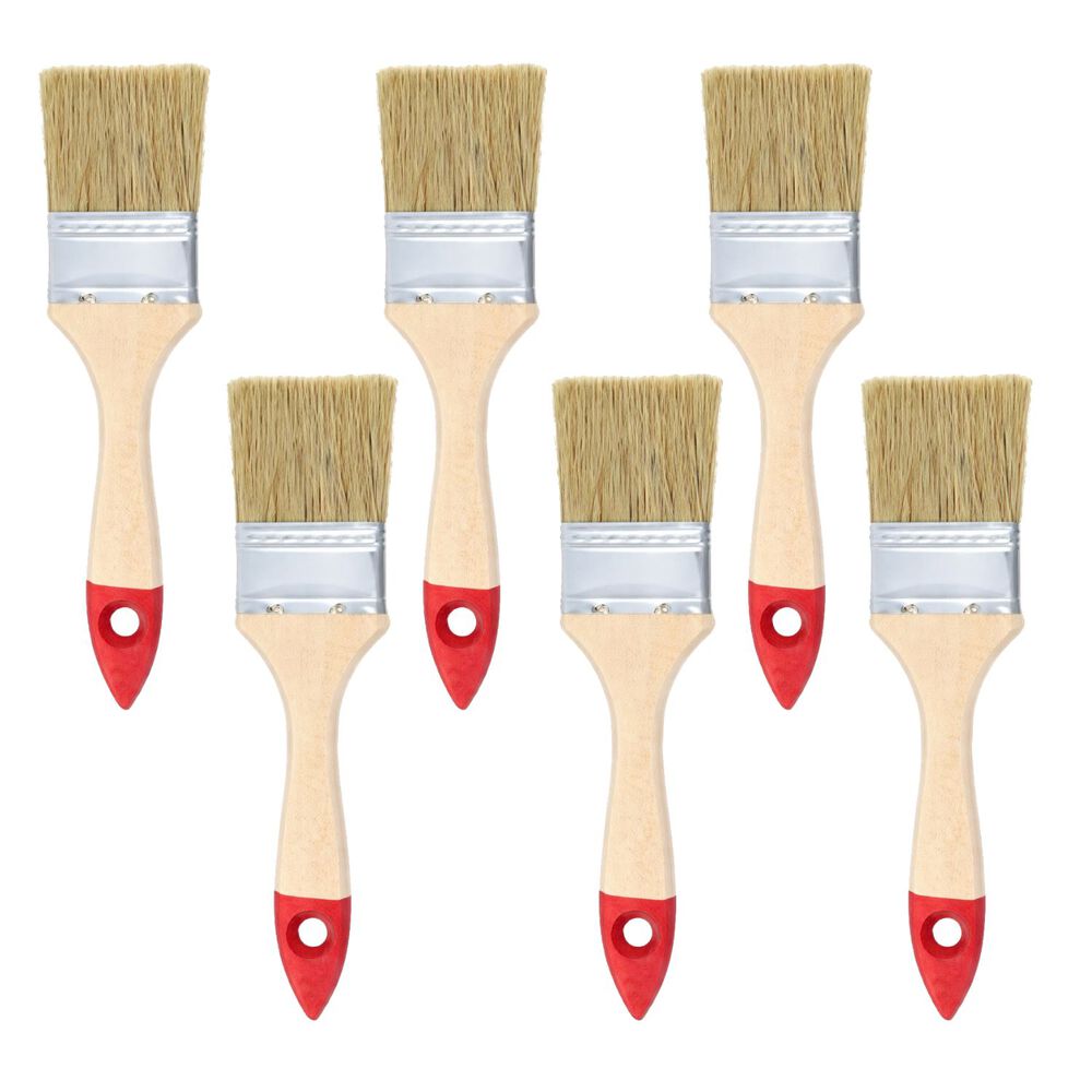 Set 6 Brochas Mango Madera 2 Pulgadas Para Pintura Pintar image number 0.0