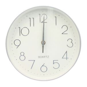 Reloj De Pared Blanco Silver 25cm Decorativo Y Moderno - Ps