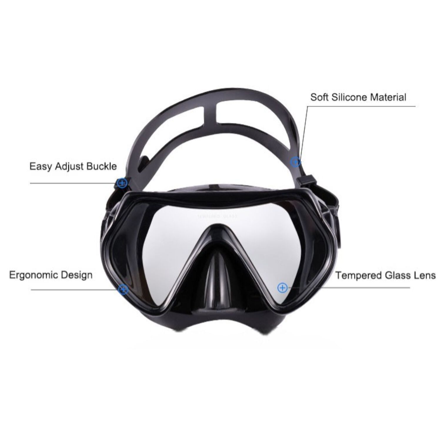 Mascara De Buceo Anti Fugas De Vidrio Templado Con Snorkel image number 8.0