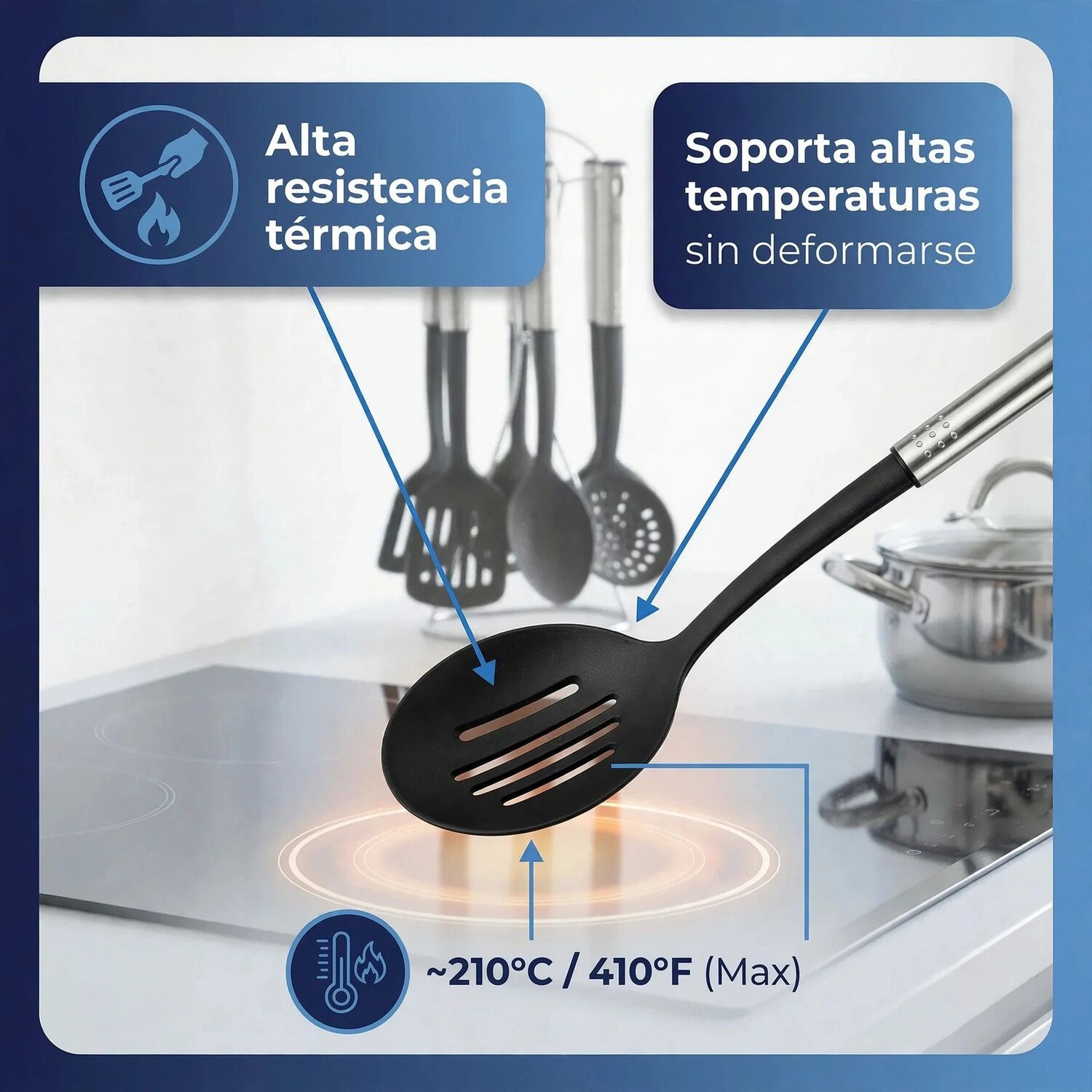 Set De Utensilios De Cocina 7 Piezas Modelo Maid Marca Magefesa Color Negro Y Cromado image number 5.0