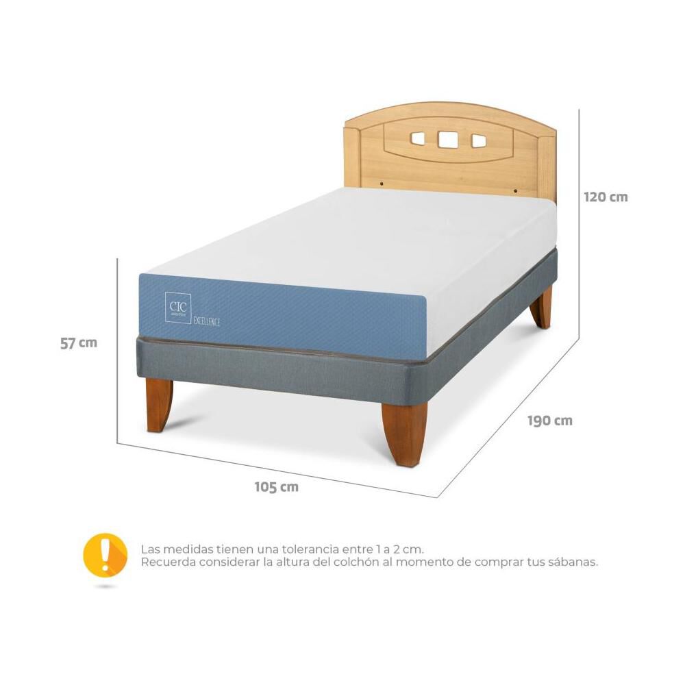 Cama Europea Cic Excellence / 1.5 Plazas / Base Normal + Respaldo image number 2.0