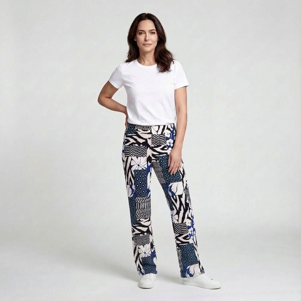 Pantal&oacute;n Full Print Tiro Medio Palazzo Mujer Geeps image number 0.0