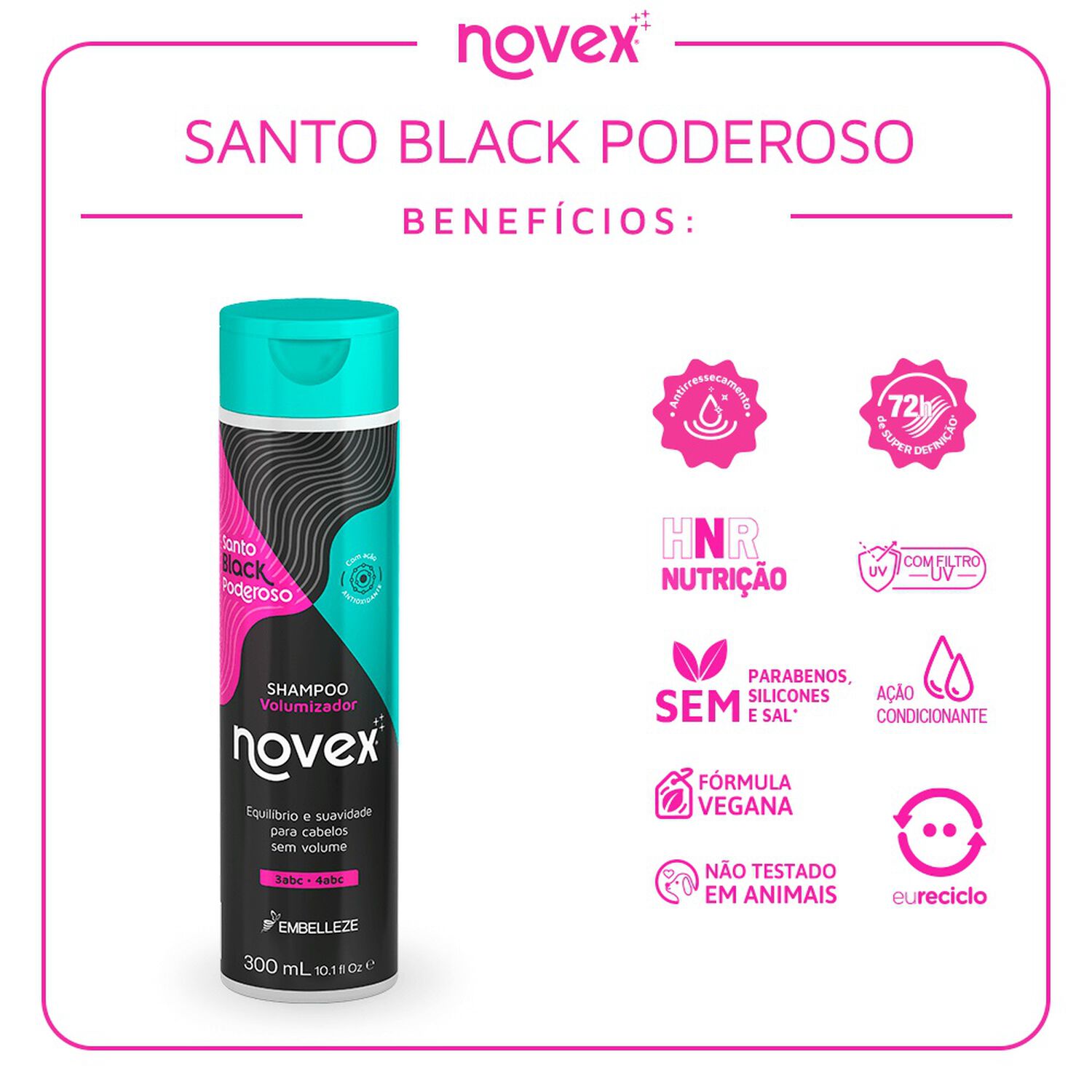 Shampoo Meus Cachos Santo Black 300ml. image number 4.0