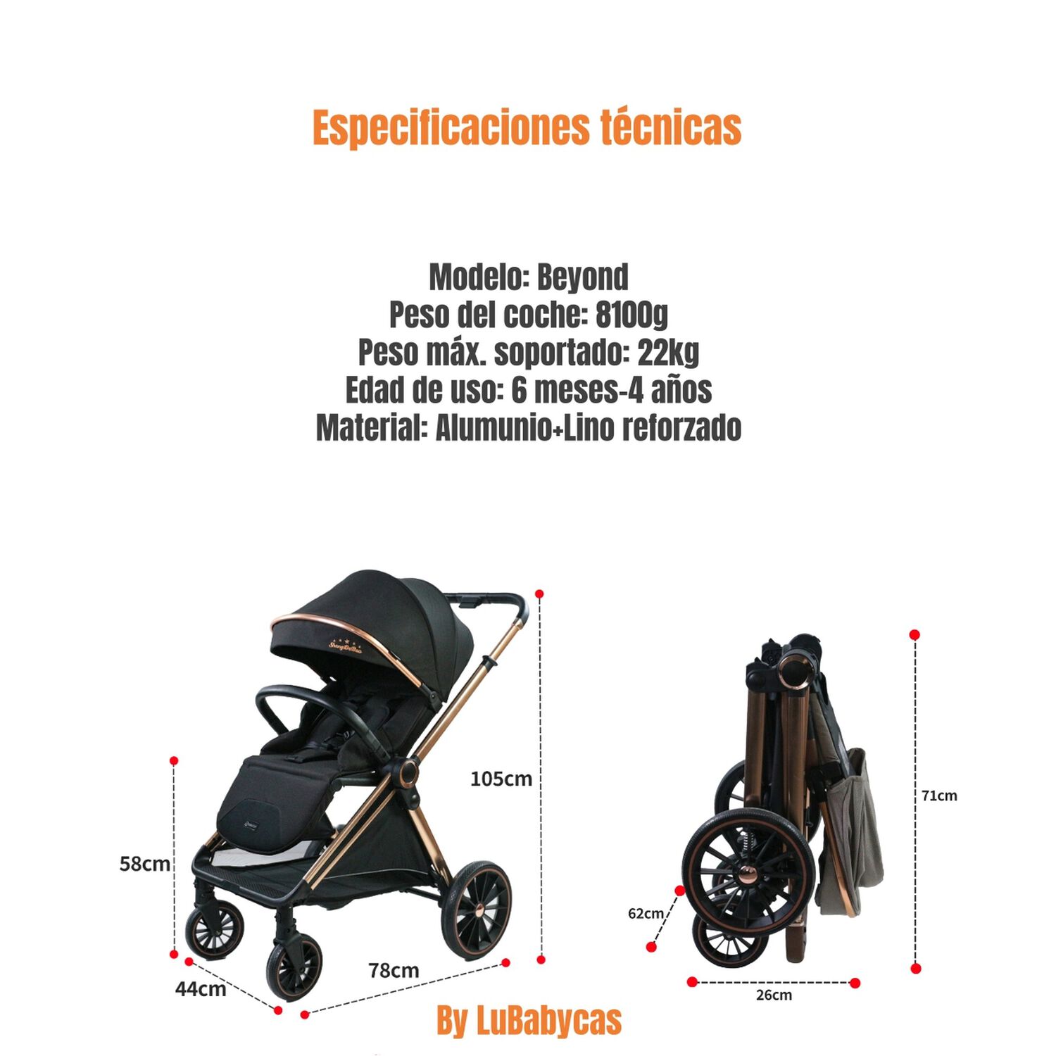 Coche De Paseo 0-4 A&ntilde;os Aluminio Gris Beyond By Lubabycas image number 3.0