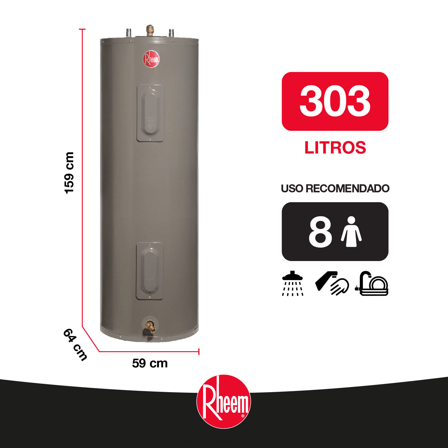 Termo El&eacute;ctrico De Piso 303 Litros 220v Rheem image number 1.0