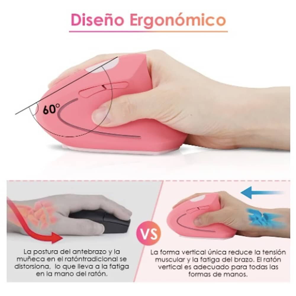 Mouse Vertical Inal&aacute;mbrico Ergon&oacute;mico Carga Usb image number 3.0